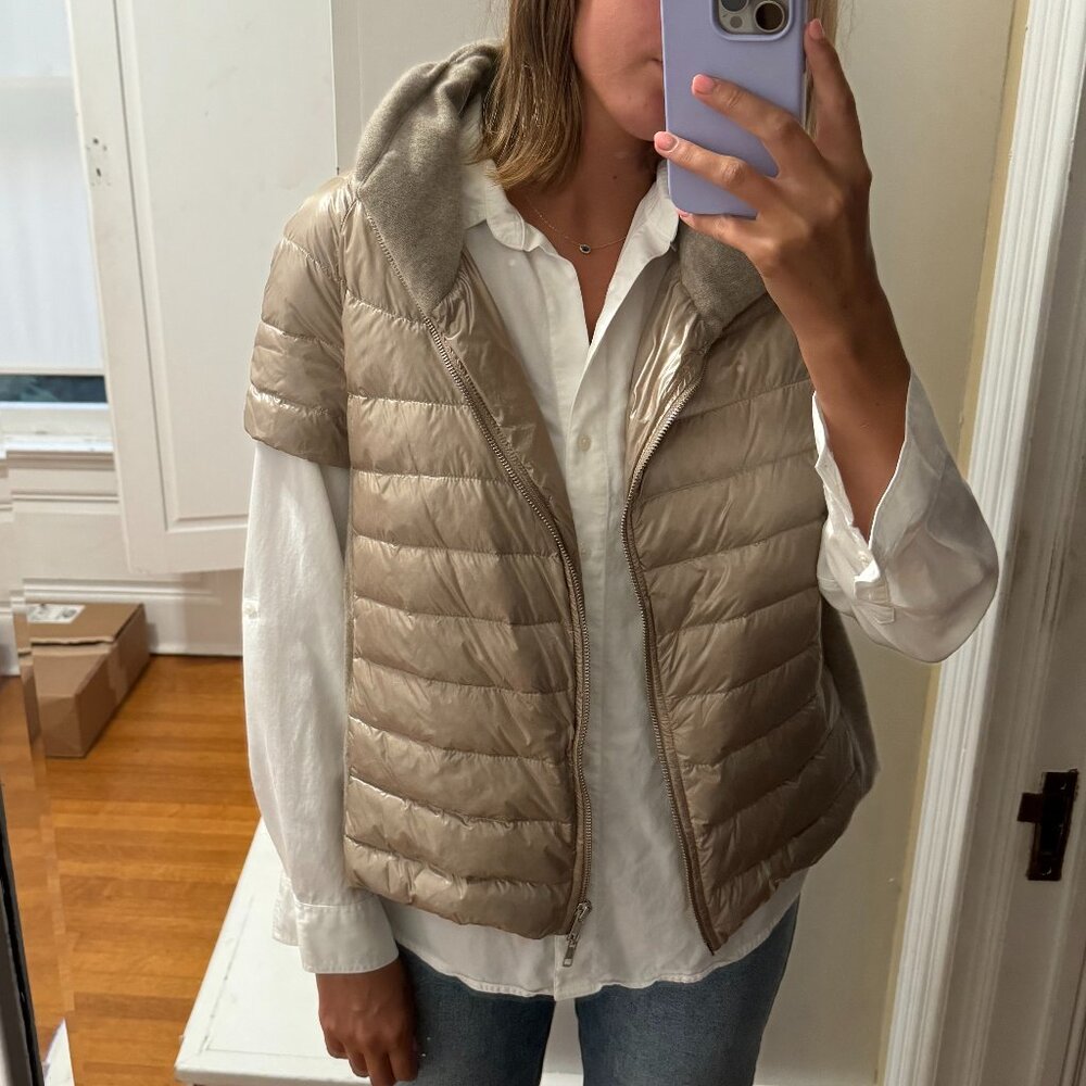 Diane Snyder Cashmere Down Vest, Size L, Beige color